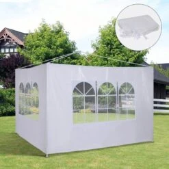 Outsunny Gazebo 2x Side Panels With Windows 3000mm - White - 01-0201