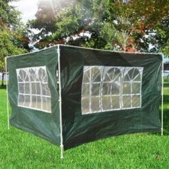 Outsunny Gazebo 2x Side Panels With Windows 3000mm - Green - 01-0202
