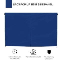 Outsunny Gazebo 2x Side Panels With 1 Window 3000mm - Blue - 01-0208 -OUTSUNNY Sales Shop outsunny 01 0208 3