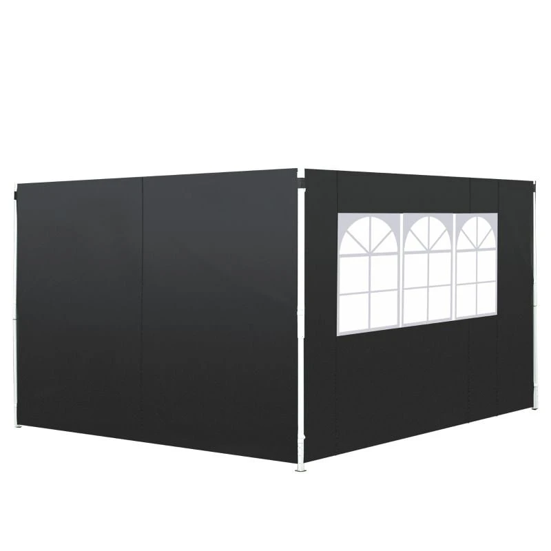 Outsunny Gazebo 2x Side Panels With 1 Window 3000mm - Black - 01-0210 2 Outsunny Gazebo 2x Side Panels With 1 Window 3000mm - Black - 01-0210 - Image 2