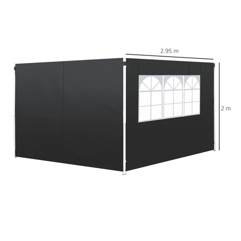 Outsunny Gazebo 2x Side Panels With 1 Window 3000mm - Black - 01-0210 7 Outsunny Gazebo 2x Side Panels With 1 Window 3000mm - Black - 01-0210 - Image 7