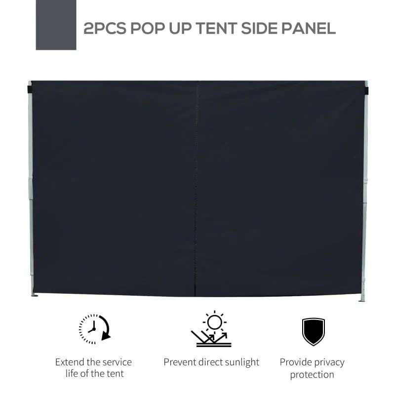 Outsunny Gazebo 2x Side Panels With 1 Window 3000mm - Black - 01-0210 6 Outsunny Gazebo 2x Side Panels With 1 Window 3000mm - Black - 01-0210 - Image 6