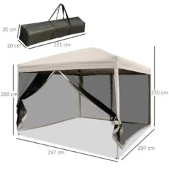 Outsunny Pop-up Garden Gazebo With Mesh Sidewalls 3000x3000mm - Tan - 01-0280 -OUTSUNNY Sales Shop outsunny 01 0280 2