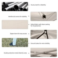 Outsunny Pop-up Garden Gazebo With Mesh Sidewalls 3000x3000mm - Tan - 01-0280 -OUTSUNNY Sales Shop outsunny 01 0280 6