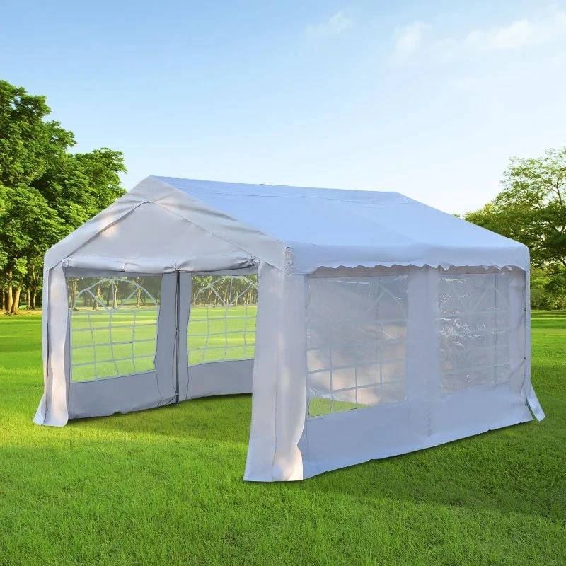 Outsunny Garden Gazebo Marquee With Windows And Sidewalls 4000x4000mm - White - 01-0807 1 Outsunny Garden Gazebo Marquee With Windows And Sidewalls 4000x4000mm - White - 01-0807