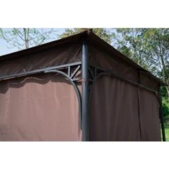 Outsunny Metal Garden Gazebo With Curtains 3000x3000mm - Coffee - 01-0873 -OUTSUNNY Sales Shop outsunny 01 0873 5