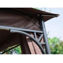 Outsunny Metal Garden Gazebo With Curtains 3000x3000mm - Coffee - 01-0873 -OUTSUNNY Sales Shop outsunny 01 0873 8