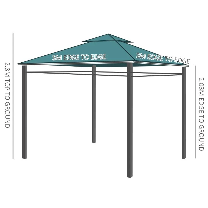 Outsunny 2 Tier Metal Garden Gazebo With Curtains 3000x3000mm - Dark Green - 01-0878 8 Outsunny 2 Tier Metal Garden Gazebo With Curtains 3000x3000mm - Dark Green - 01-0878 - Image 8