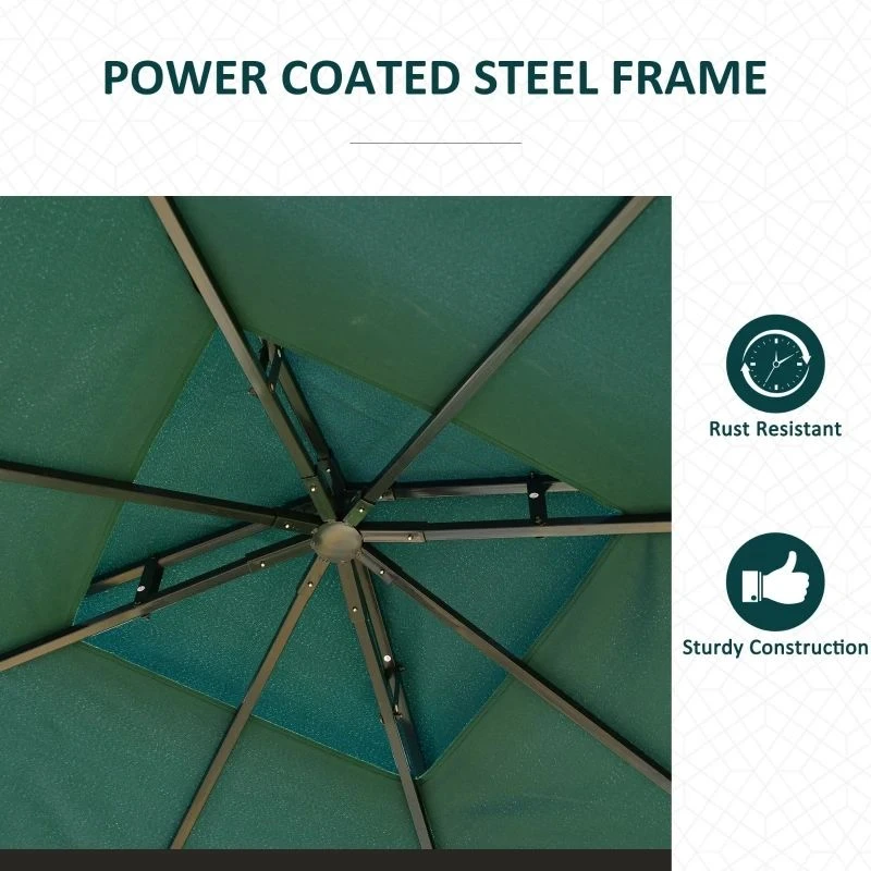 Outsunny 2 Tier Metal Garden Gazebo With Curtains 3000x3000mm - Dark Green - 01-0878 7 Outsunny 2 Tier Metal Garden Gazebo With Curtains 3000x3000mm - Dark Green - 01-0878 - Image 7