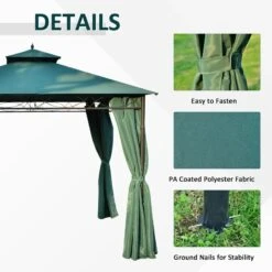 Outsunny 2 Tier Metal Garden Gazebo With Curtains 3000x3000mm - Dark Green - 01-0878 13 Outsunny 2 Tier Metal Garden Gazebo With Curtains 3000x3000mm - Dark Green - 01-0878 -OUTSUNNY Sales Shop outsunny 01 0878 5