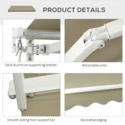 Outsunny Manual Retractable Awning 2.5 X 2m - Beige - 01-0135 -OUTSUNNY Sales Shop outsunny 010135 2
