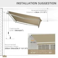 Outsunny Manual Retractable Awning 2.5 X 2m - Beige - 01-0135 -OUTSUNNY Sales Shop outsunny 010135 5