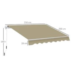 Outsunny Manual Retractable Awning 2.5 X 2m - Beige - 01-0135 -OUTSUNNY Sales Shop outsunny 010135 dimensions