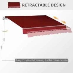 Outsunny Retractable Manual Awning 2.5 X 2m - Wine Red - 01-0136 -OUTSUNNY Sales Shop outsunny 010136 5