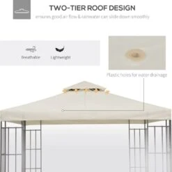 Outsunny 2 Tier Gazebo Replacement Canopy 3000x3000mm - Cream White - 100110-053CW -OUTSUNNY Sales Shop outsunny 100110 053cw 3