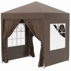 Outsunny Pop-up Garden Gazebo With 2 Walls & 2 Windows 2000x2000mm - Coffee - 100110-066CE 11 Outsunny Pop-up Garden Gazebo With 2 Walls & 2 Windows 2000x2000mm - Coffee - 100110-066CE -OUTSUNNY Sales Shop outsunny 100110 066ce 12