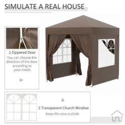 Outsunny Pop-up Garden Gazebo With 2 Walls & 2 Windows 2000x2000mm - Coffee - 100110-066CE 17 Outsunny Pop-up Garden Gazebo With 2 Walls & 2 Windows 2000x2000mm - Coffee - 100110-066CE -OUTSUNNY Sales Shop outsunny 100110 066ce 4