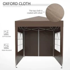 Outsunny Pop-up Garden Gazebo With 2 Walls & 2 Windows 2000x2000mm - Coffee - 100110-066CE 15 Outsunny Pop-up Garden Gazebo With 2 Walls & 2 Windows 2000x2000mm - Coffee - 100110-066CE -OUTSUNNY Sales Shop outsunny 100110 066ce 6
