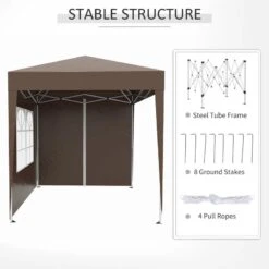 Outsunny Pop-up Garden Gazebo With 2 Walls & 2 Windows 2000x2000mm - Coffee - 100110-066CE 14 Outsunny Pop-up Garden Gazebo With 2 Walls & 2 Windows 2000x2000mm - Coffee - 100110-066CE -OUTSUNNY Sales Shop outsunny 100110 066ce 7