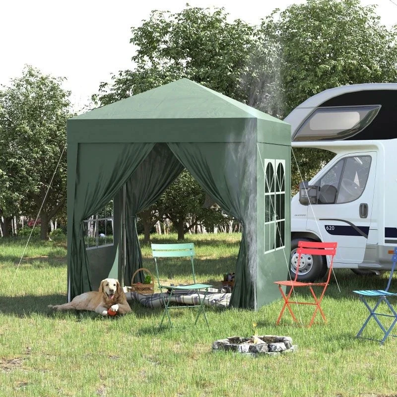 Outsunny Pop-Up Gazebo Canopy 2000x2000mm - Green - 100110-066GR 1 Outsunny Pop-Up Gazebo Canopy 2000x2000mm - Green - 100110-066GR