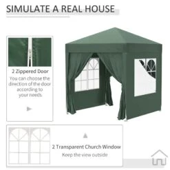 Outsunny Pop-Up Gazebo Canopy 2000x2000mm - Green - 100110-066GR 17 Outsunny Pop-Up Gazebo Canopy 2000x2000mm - Green - 100110-066GR -OUTSUNNY Sales Shop outsunny 100110 066gr 4 1