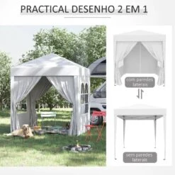 Outsunny Pop-up Garden Gazebo With 2 Walls & 2 Windows 2000x2000mm - White - 100110-066W -OUTSUNNY Sales Shop outsunny 100110 066w 4