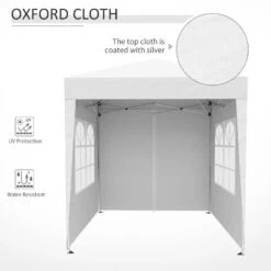 Outsunny Pop-up Garden Gazebo With 2 Walls & 2 Windows 2000x2000mm - White - 100110-066W -OUTSUNNY Sales Shop outsunny 100110 066w 6