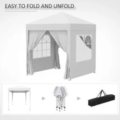 Outsunny Pop-up Garden Gazebo With 2 Walls & 2 Windows 2000x2000mm - White - 100110-066W -OUTSUNNY Sales Shop outsunny 100110 066w 8