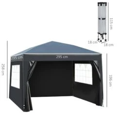 Outsunny Pop-Up Gazebo Canopy 3000x3000mm - Black - 100110-067BK -OUTSUNNY Sales Shop outsunny 100110 067bk 2 1
