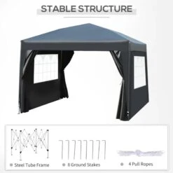 Outsunny Pop-Up Gazebo Canopy 3000x3000mm - Black - 100110-067BK -OUTSUNNY Sales Shop outsunny 100110 067bk 7 1