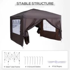 Outsunny Pop-Up Gazebo Canopy 3000x3000mm - Coffee - 100110-067CE -OUTSUNNY Sales Shop outsunny 100110 067ce 4