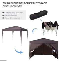 Outsunny Pop-Up Gazebo Canopy 3000x3000mm - Coffee - 100110-067CE -OUTSUNNY Sales Shop outsunny 100110 067ce 5