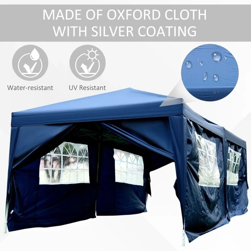 Outsunny Pop-up Heavy Duty Garden Gazebo With Curtains & Sidewalls 3000x6000mm - Blue - 100110-068B 7 Outsunny Pop-up Heavy Duty Garden Gazebo With Curtains & Sidewalls 3000x6000mm - Blue - 100110-068B - Image 7