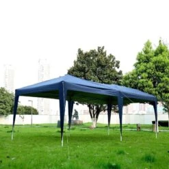 Outsunny Pop-up Heavy Duty Garden Gazebo With Curtains & Sidewalls 3000x6000mm - Blue - 100110-068B