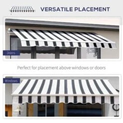 Outsunny Manual Retractable Awning 2.5 X 2m - Dark Blue/White - 100110-005BW -OUTSUNNY Sales Shop outsunny 100110005bw 3