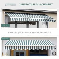 Outsunny Retractable Awning 2.5 X 2m - Dark Green/White - 100110-005GW -OUTSUNNY Sales Shop outsunny 100110005gw 4