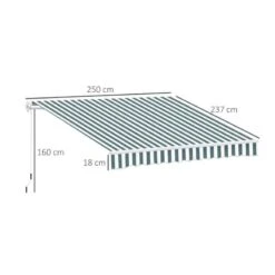 Outsunny Retractable Awning 2.5 X 2m - Dark Green/White - 100110-005GW -OUTSUNNY Sales Shop outsunny 100110005gw dimensions