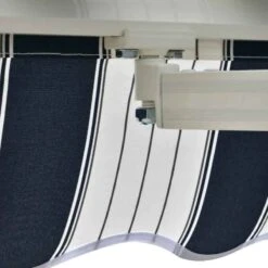 Outsunny Manual Retractable Awning 3.5 X 2.5m - Dark Blue/White - 100110-006BW -OUTSUNNY Sales Shop outsunny 100110006bw close up