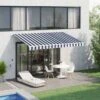 Outsunny Manual Retractable Awning 3.5 X 2.5m - Dark Blue/White - 100110-006BW -OUTSUNNY Sales Shop outsunny 100110006bw main image