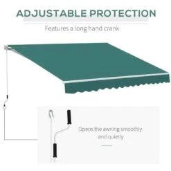 Outsunny Manual Retractable Awning 3.5 X 2.5m - Green - 100110-006G -OUTSUNNY Sales Shop outsunny 100110006g 1