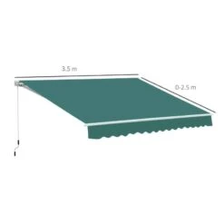 Outsunny Manual Retractable Awning 3.5 X 2.5m - Green - 100110-006G -OUTSUNNY Sales Shop outsunny 100110006g dimensions