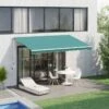 Outsunny Manual Retractable Awning 3.5 X 2.5m - Green - 100110-006G