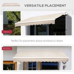 Outsunny Manual Retractable Awning 3 X 2.5m - Ivory White - 100110-007CM -OUTSUNNY Sales Shop outsunny 100110007cm 2