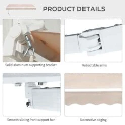 Outsunny Manual Retractable Awning 3 X 2.5m - Ivory White - 100110-007CM -OUTSUNNY Sales Shop outsunny 100110007cm 4
