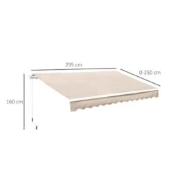 Outsunny Manual Retractable Awning 3 X 2.5m - Ivory White - 100110-007CM -OUTSUNNY Sales Shop outsunny 100110007cm dimensions