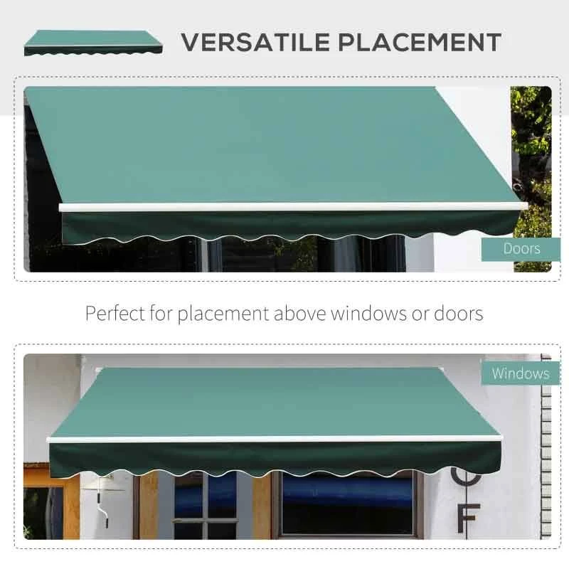 Outsunny Manual Retractable Awning 3 X 2.5m - Dark Green - 100110-007G 10 Outsunny Manual Retractable Awning 3 X 2.5m - Dark Green - 100110-007G - Image 10