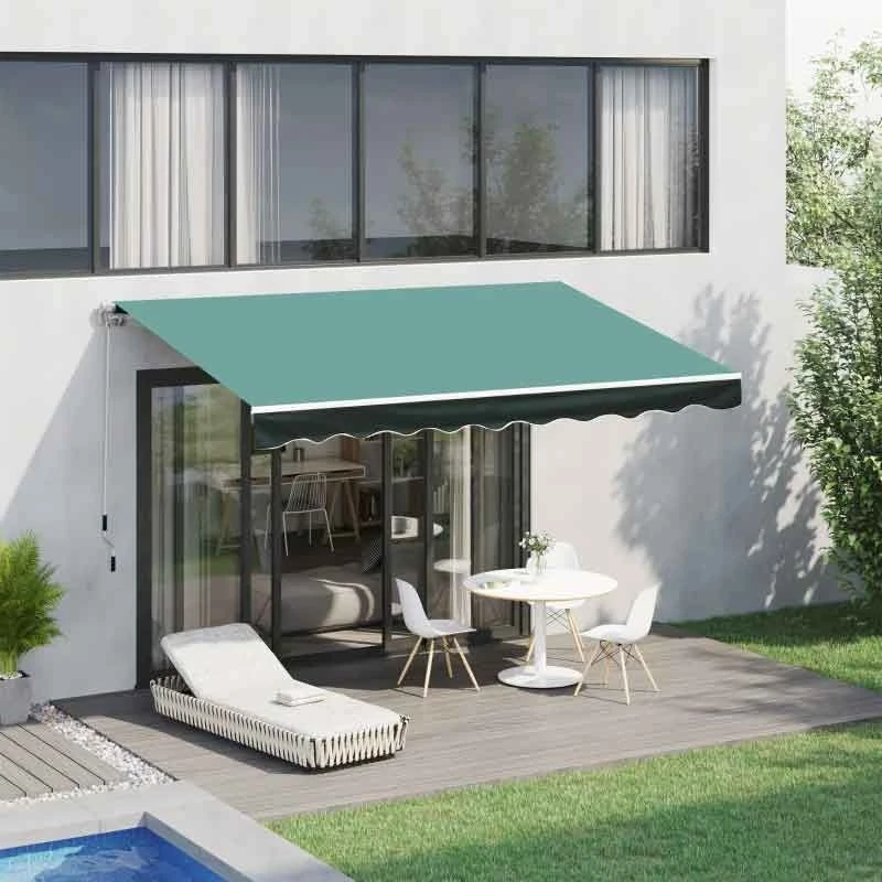 Outsunny Manual Retractable Awning 3 X 2.5m - Dark Green - 100110-007G 2 Outsunny Manual Retractable Awning 3 X 2.5m - Dark Green - 100110-007G - Image 2