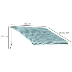 Outsunny Manual Retractable Awning 3m X 2.5m - Green/White - 100110-007GW -OUTSUNNY Sales Shop outsunny 100110007gw dimensions