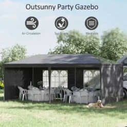 Outsunny Garden Gazebo Marquee With Windows And Sidewalls 3000x6000mm - Dark Grey - 840-062CG -OUTSUNNY Sales Shop outsunny 840 062cg 3 1