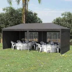 Outsunny Garden Gazebo Marquee With Windows And Sidewalls 3000x6000mm - Dark Grey - 840-062CG